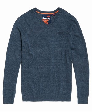 Superdry Orange Label Cotton Vee Férfi Ugró Kék | RTAWC5389